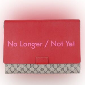 ♥️Gucci Limited Edition Monogram No Longer Not Yet Portfolio Laptop Clutch AUTH